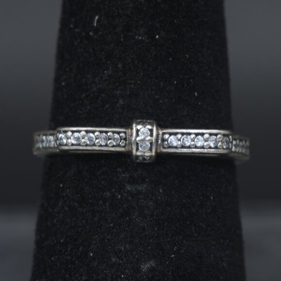 Pandora - Vintage Sterling Silver CZ Bow Ring - Size 6 - Picture 6 of 7